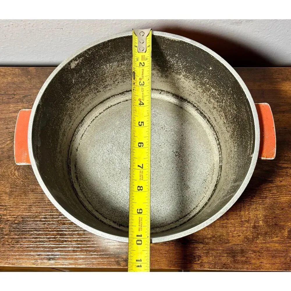 Vintage Namco Australia 1970s Flame Orange Aluminum Dutch Oven 4Qt with Lid